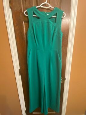 Calvin Klein Green Cutout Neck Long Jumpsuit